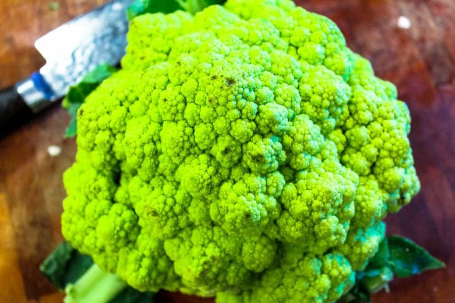 Roasted Portabellas and Green Cauliflower