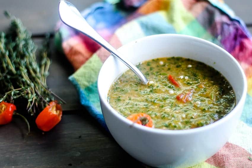 bowl of caribbean callaloo soup