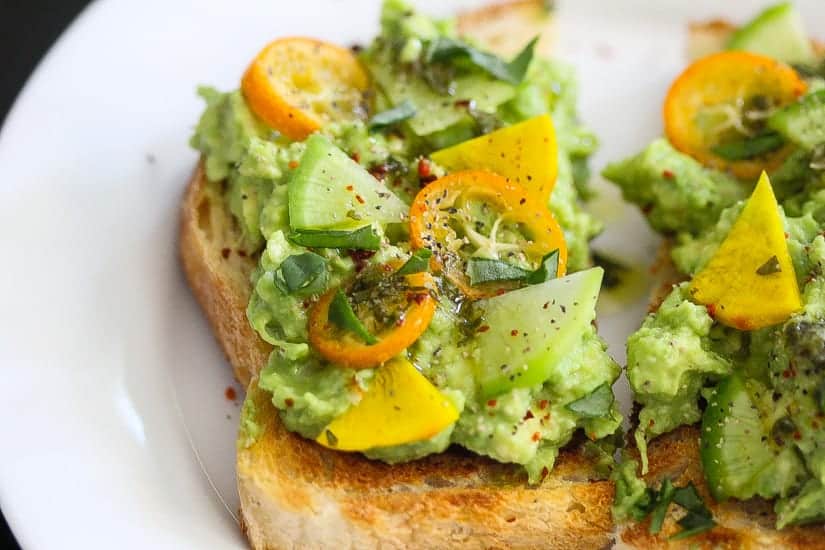 avocado toast topped with beets, radish, and kumquats #avocado #toast www.foodfidelity.com