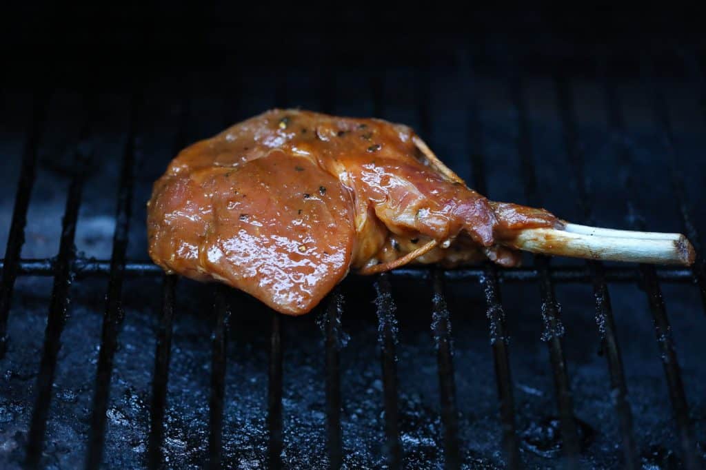 veal chop on the grill