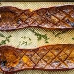smoked butternut squash halves on a platter