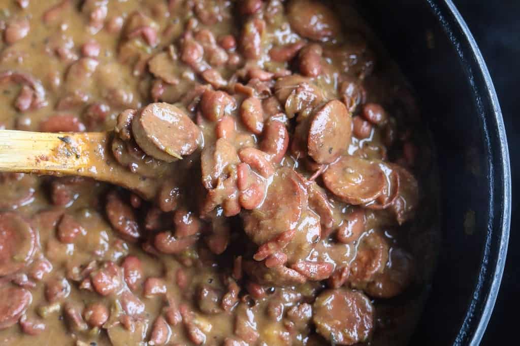 easy red beans and rice in a bowl