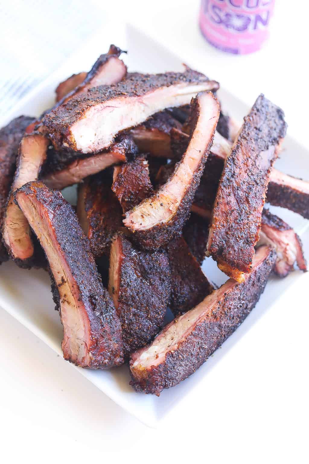 slow smoked pork spare ribs with dry rub