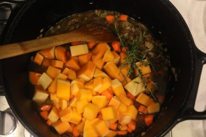 soup ingredients boiling in a pot