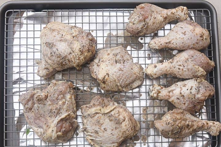 chicken sitting on a cooling rack