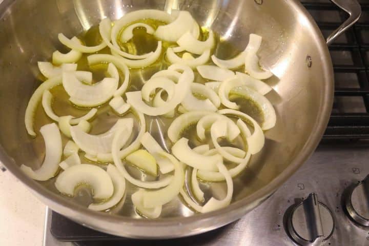 onions cooking in apan