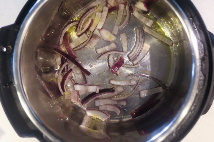 onions sauteing in pot