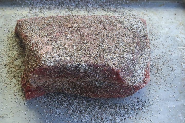 brisket seasoned with salt and pepper