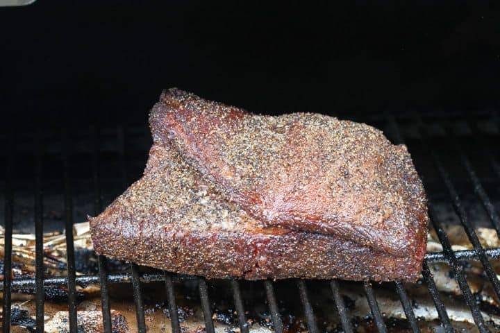brisket smoking on grill