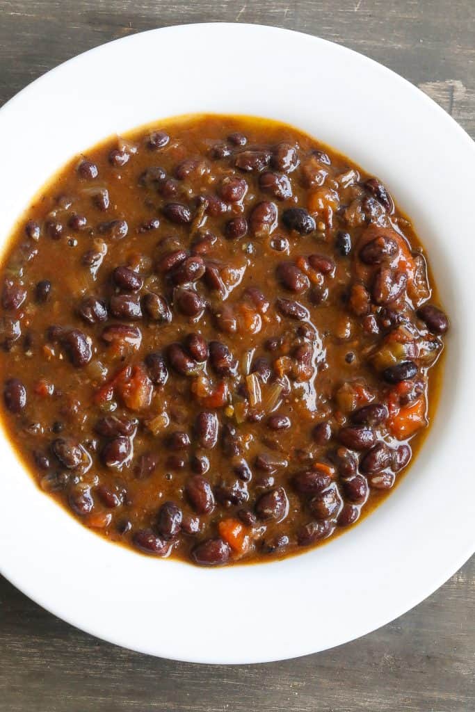 black beans in a white bowl