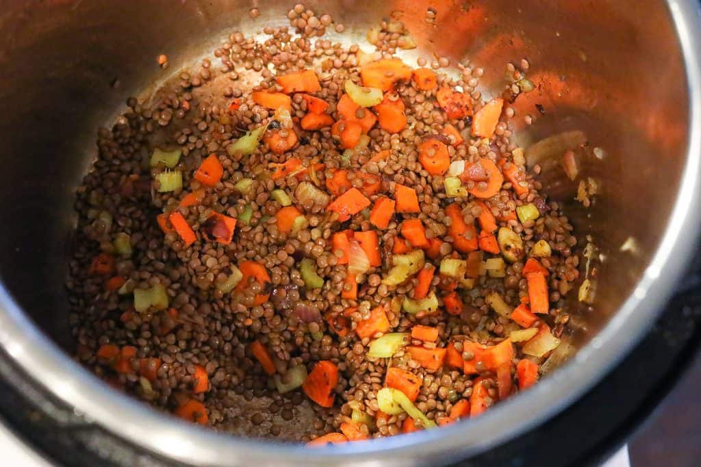 vegetables cooking in pan