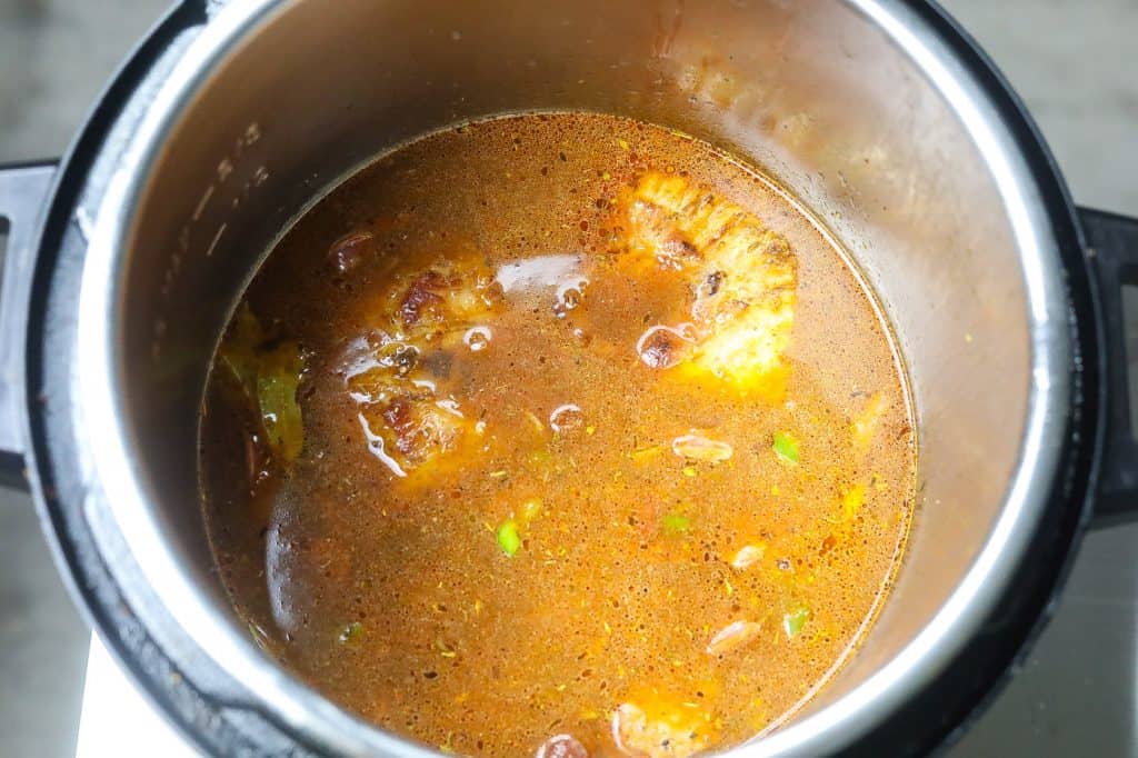 red beans in broth in a pan