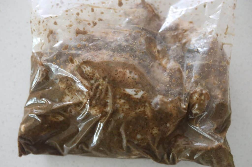 jerk chicken marinating in bag