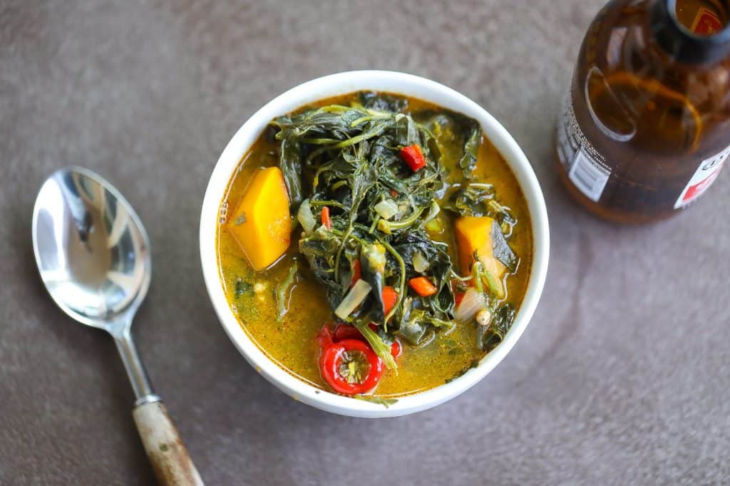 bowl of caribbean callaloo soup