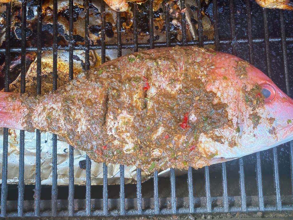 jerk snapper on the grill