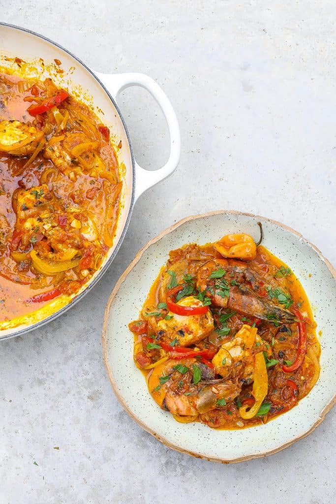 brazilian fish stew (moqueca baiana) in a bowl