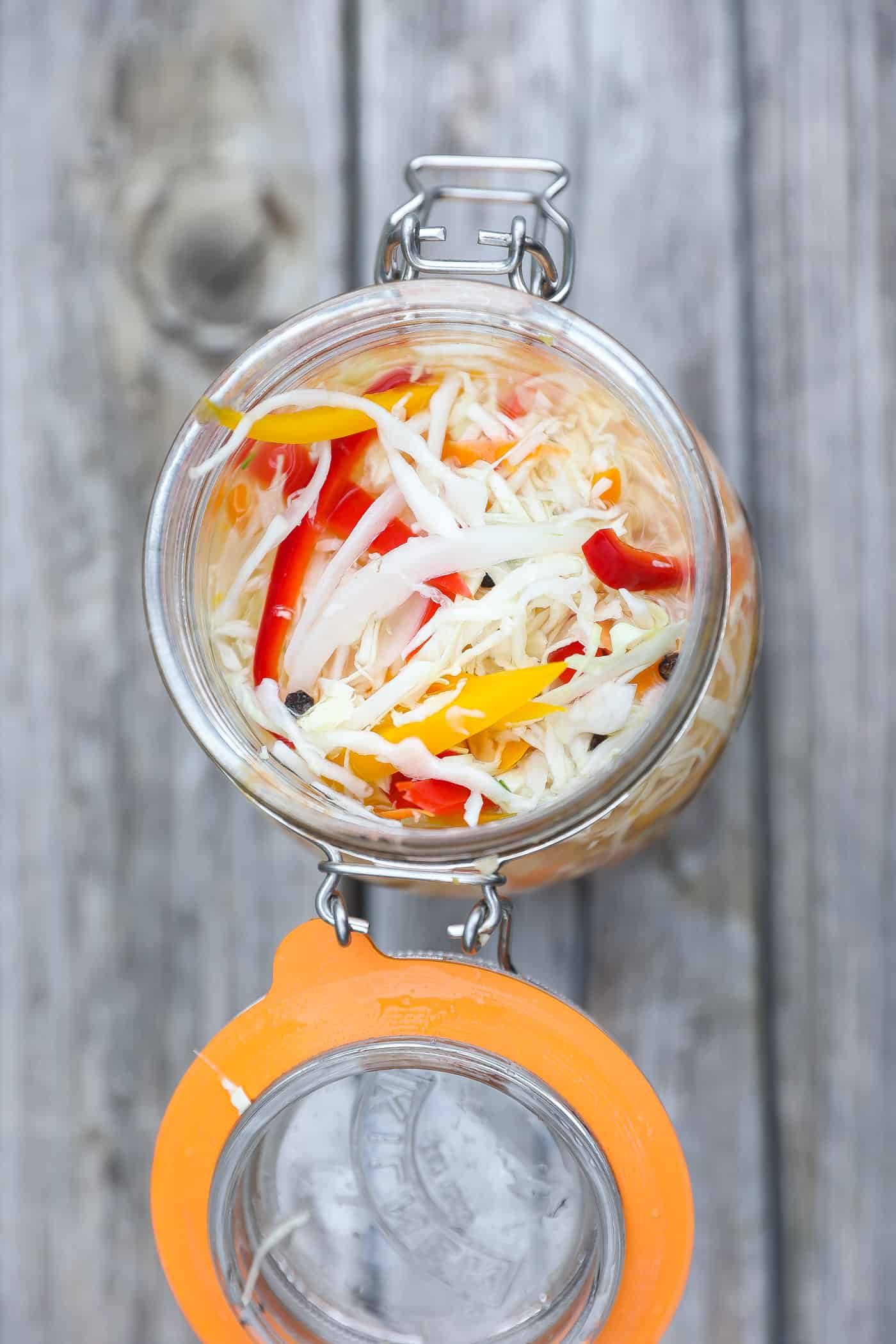 slaw based sauce in glass jar