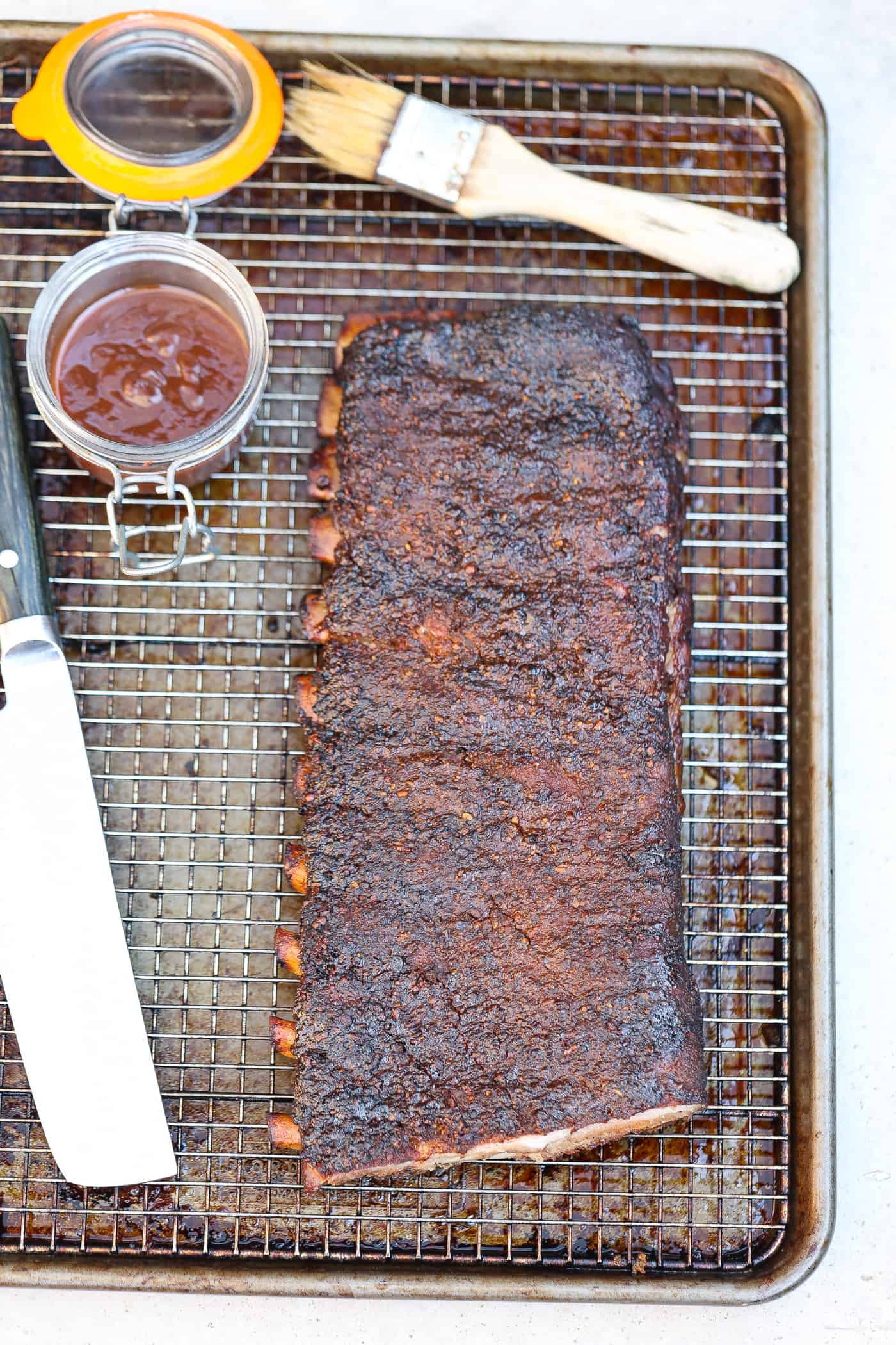 rack of ribs on tray