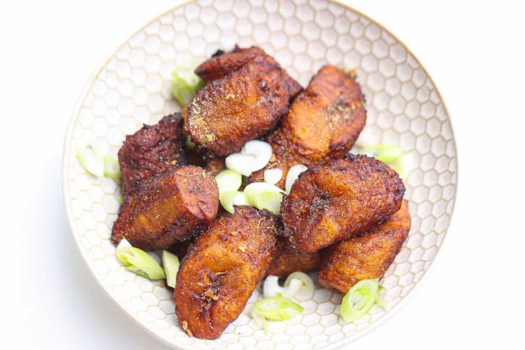 fried sweet plantains in a bowl