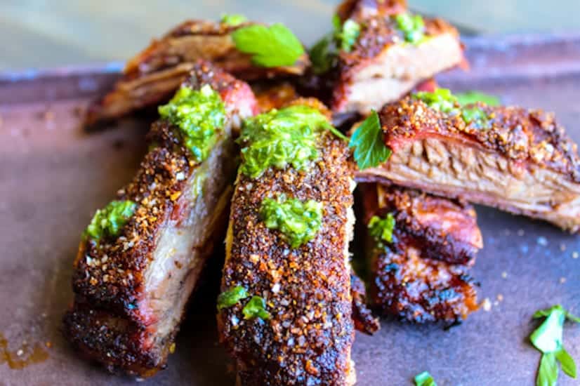 Smoked Lamb Ribs with dry rub