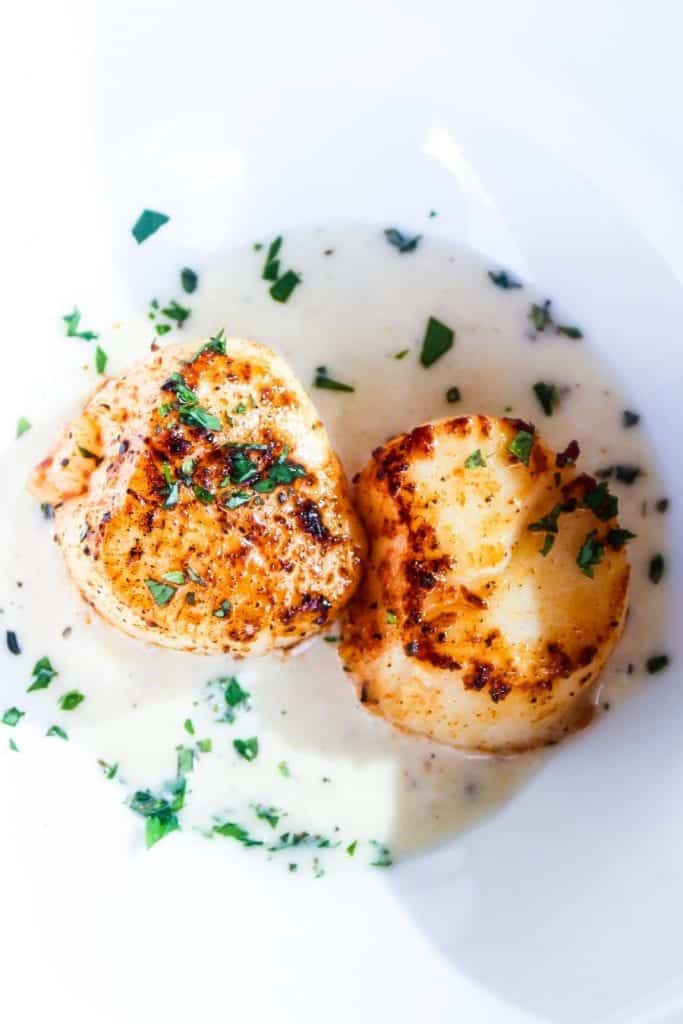 Seared Scallops with Pear Cream Sauce