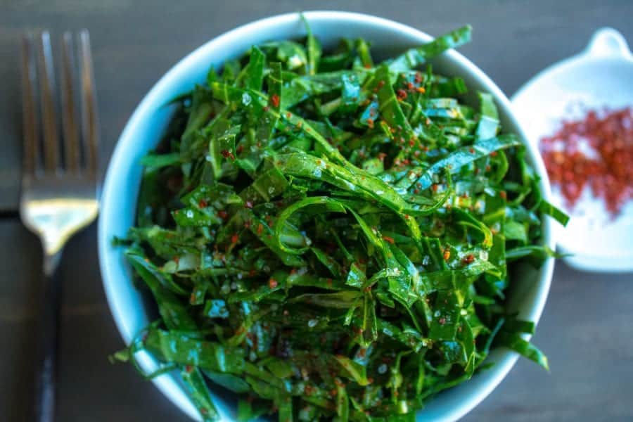 Raw Collard Greens Chiffonade