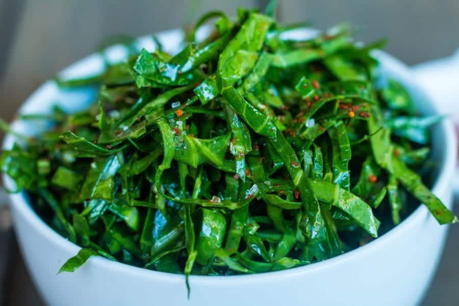 Raw Collard Greens Chiffonade