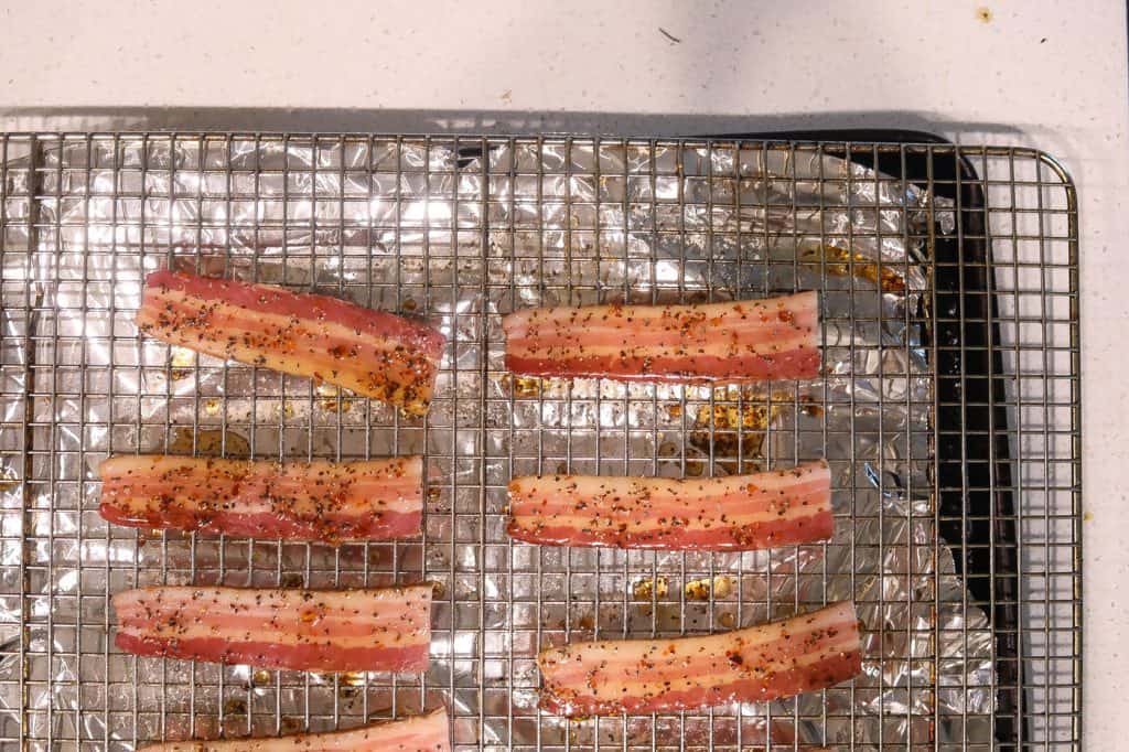bacon on a wire rack tray