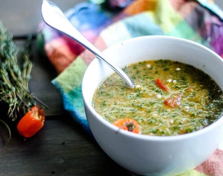 bowl of caribbean callaloo soup