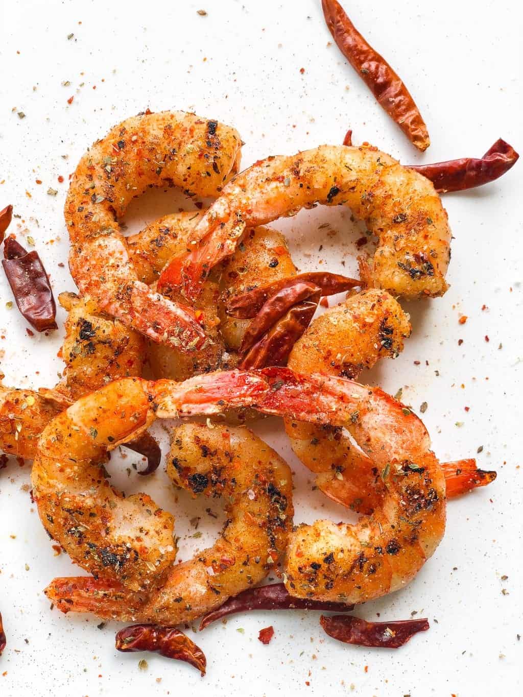 grilled shrimp on white plate