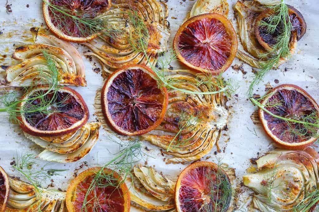 braised fennel topped with citrus