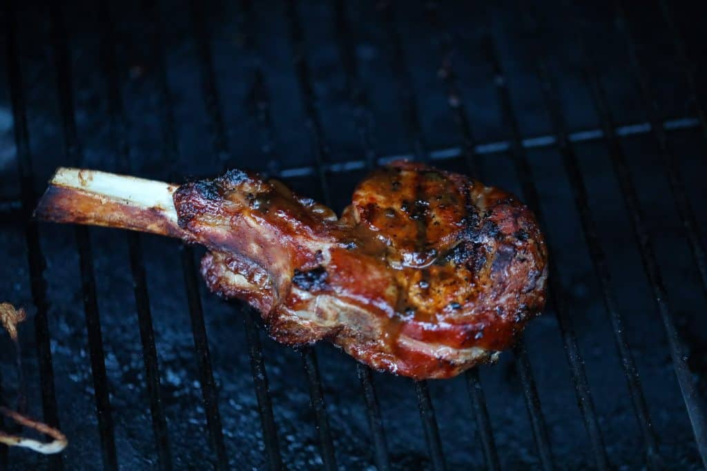 veal chop on the grill