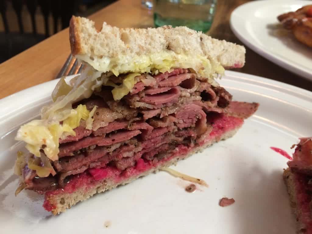 pastrami sandwich on plate