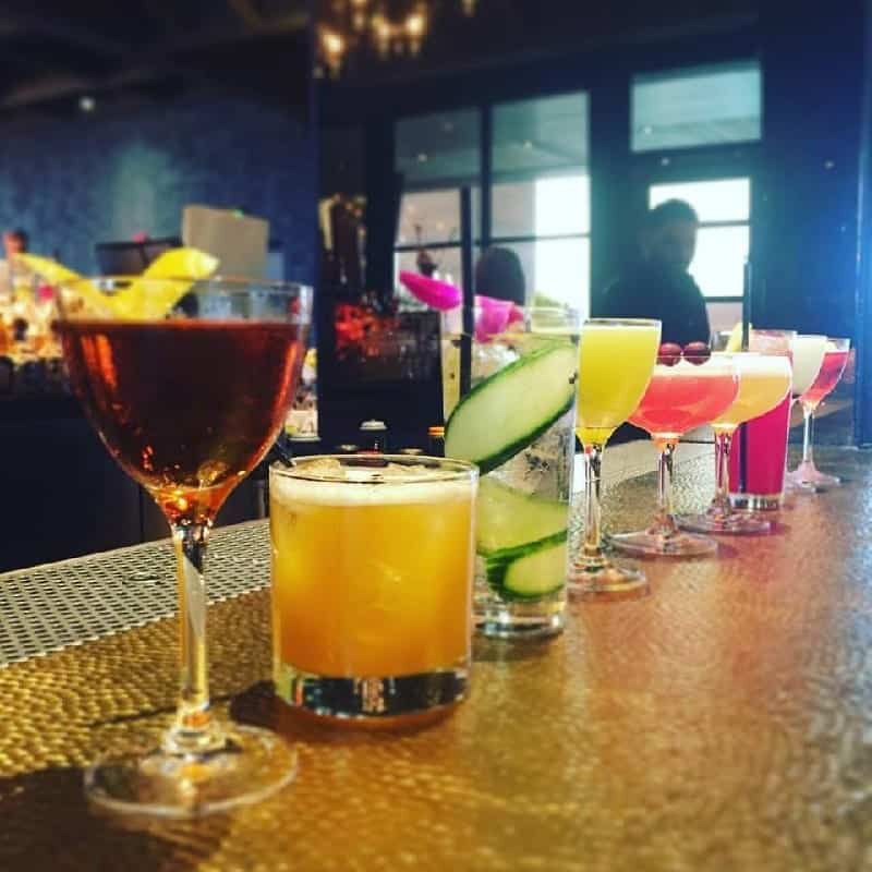 cocktail drinks on a bar