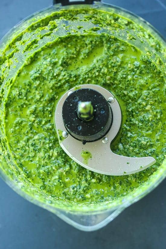 baby kale pesto in food processor