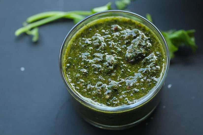 israeli chimichurri (zhug) in a small bowl