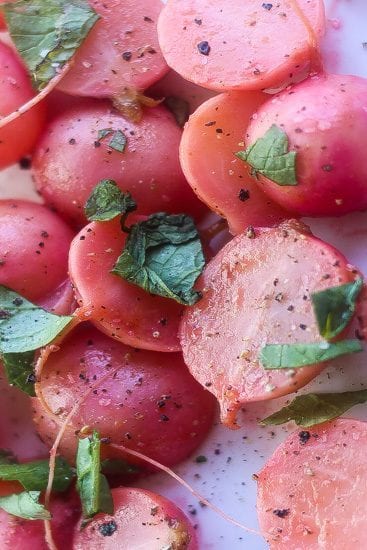 sous vide radishes w/ pineapple glaze