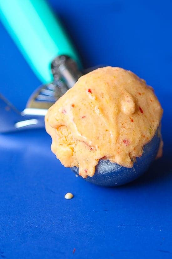 scoop of 5 ingredient vegan mango ice cream