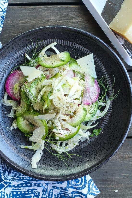 shaved fennel salad on a plate