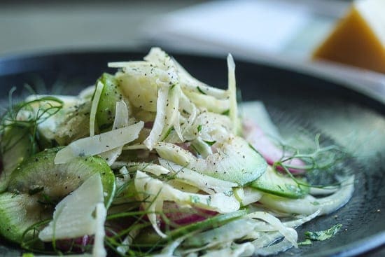shaved fennel salad on a plate