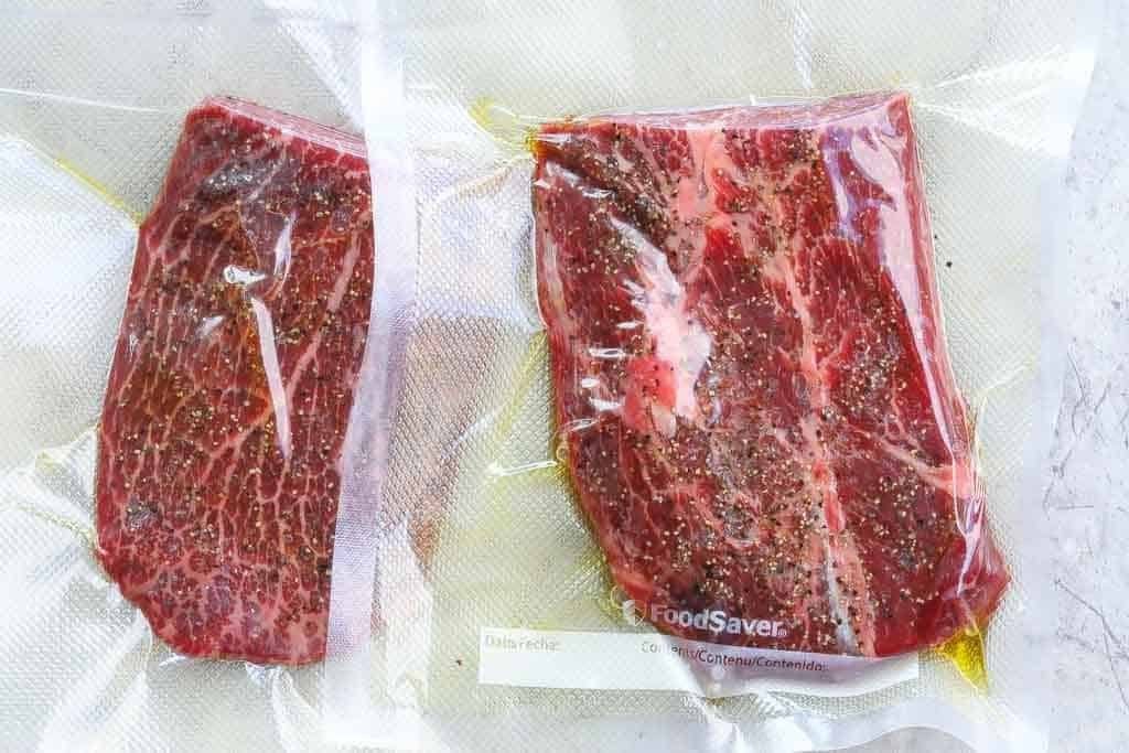 vacuum sealed flat iron steak
