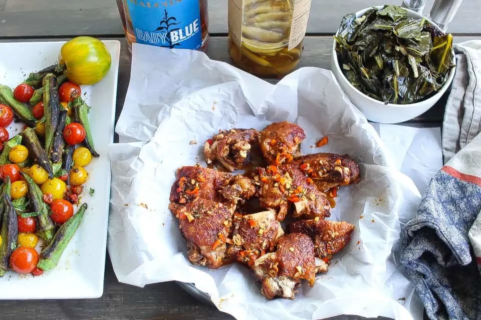 naked fried chicken with spicy vinaigrette