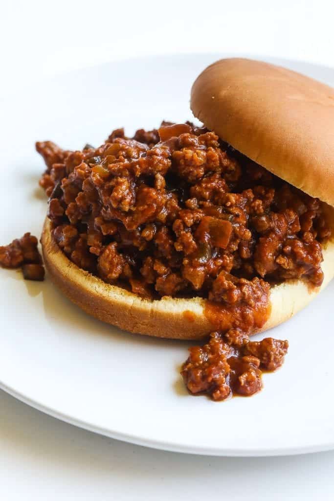 turkey sloppy joes on a plate