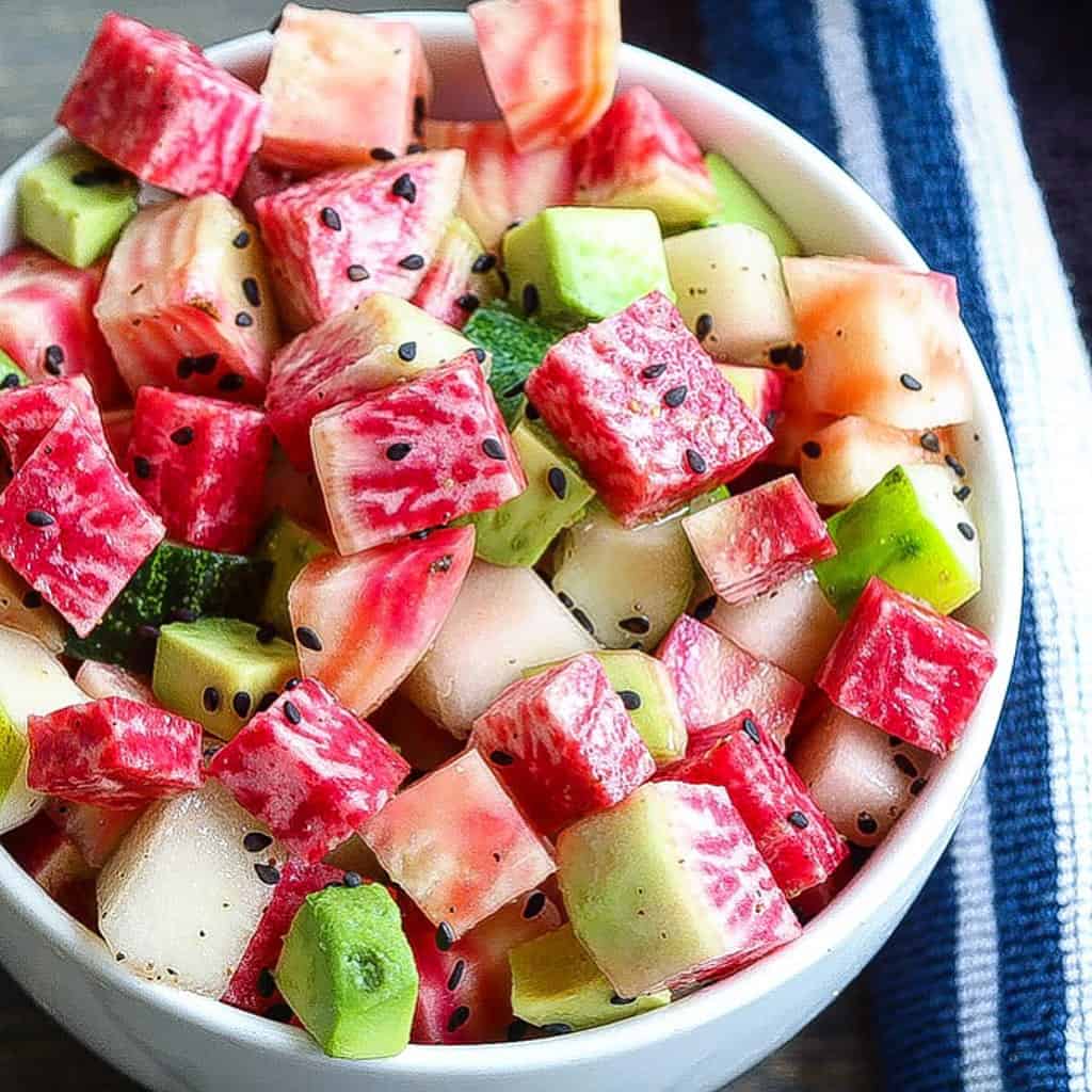 raw beet salad in a bowl