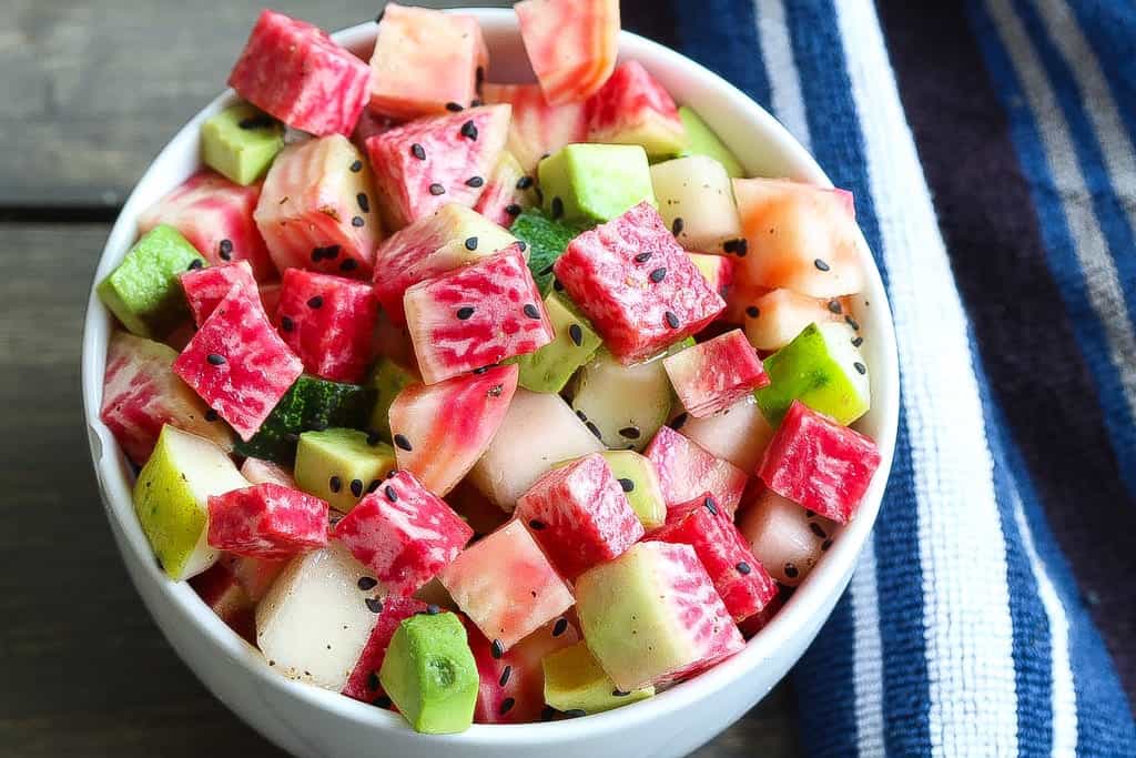 raw beet salad in a bowl