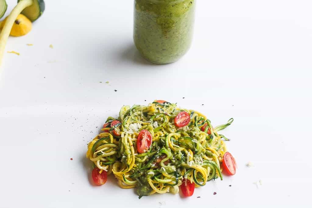 zucchini noodles on white plate