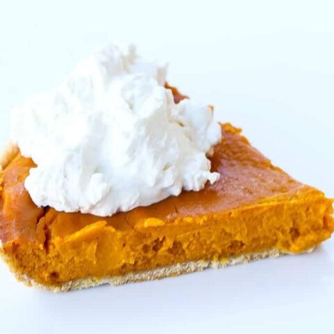 Southern sweet potato pie with cream on a plate