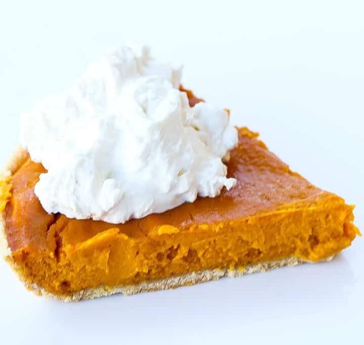 Southern sweet potato pie with cream on a plate