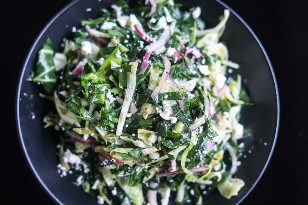 collard greens slaw in a bowl