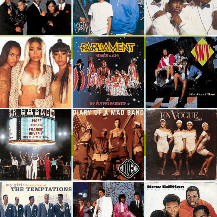 R&b music groups collage of artists.